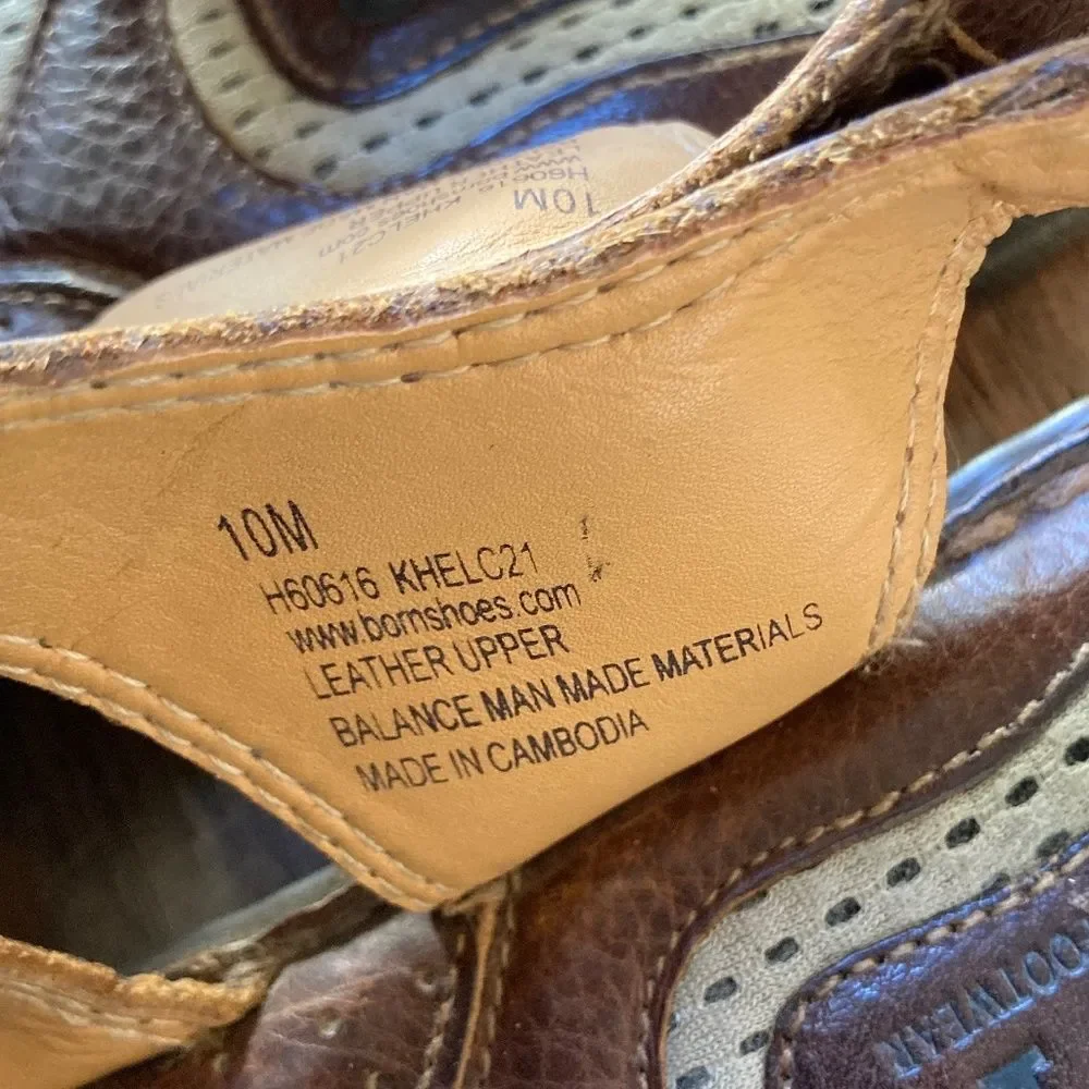 Born Whigham Men’s Sandal 10M Fisherman Style Brown Leather Hook & Loop